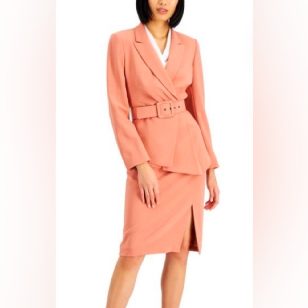 Tahari Asl Nested Belted Jacket & Skirt | Size 12
